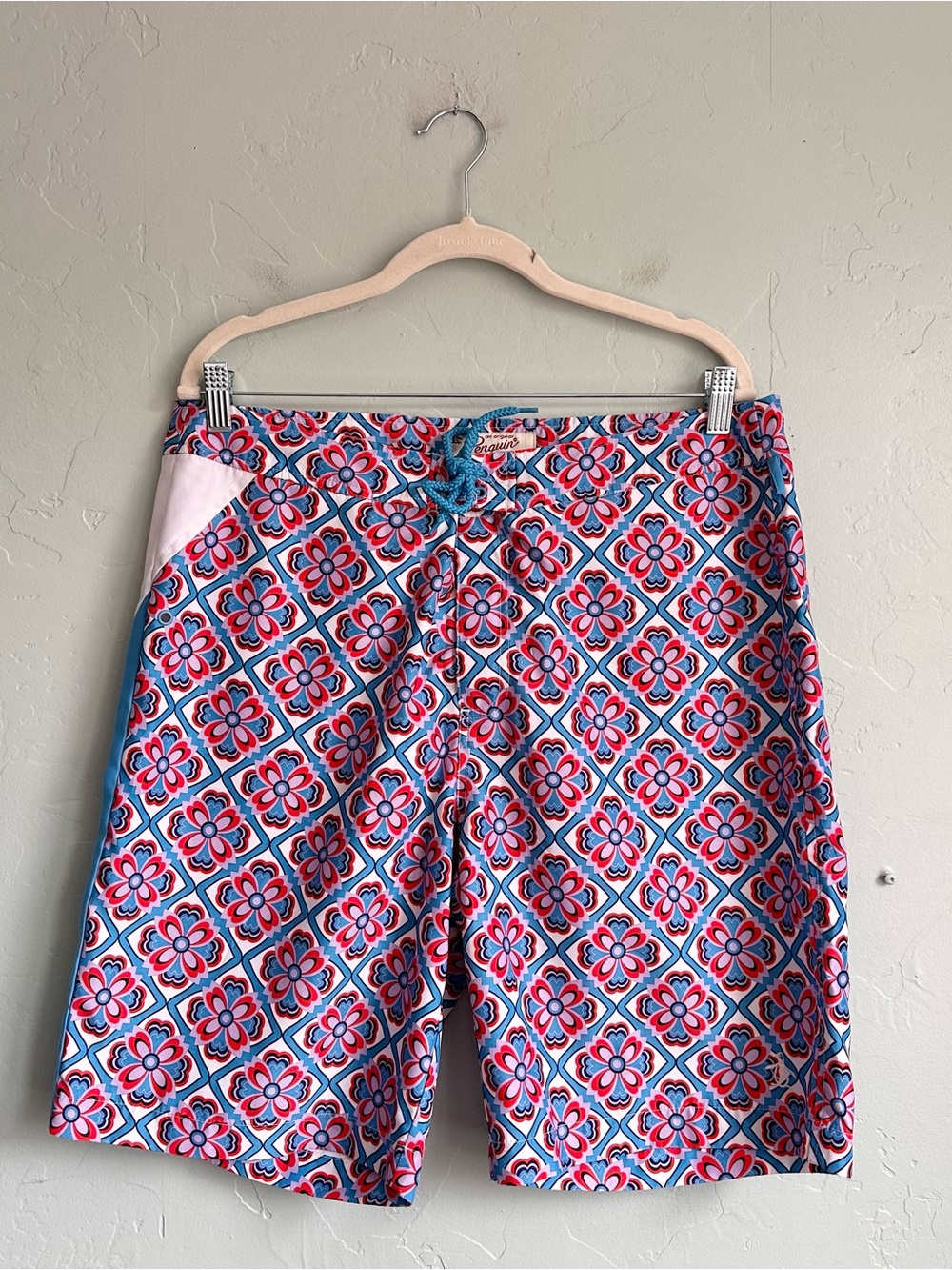 Original Penguin Men’s Geo Floral Print Swim Trunk Board Shorts Size 36 EUC